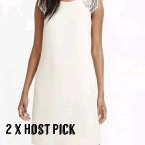 J CREW Laced Edged Cap Sleeved Dress ~Crea…